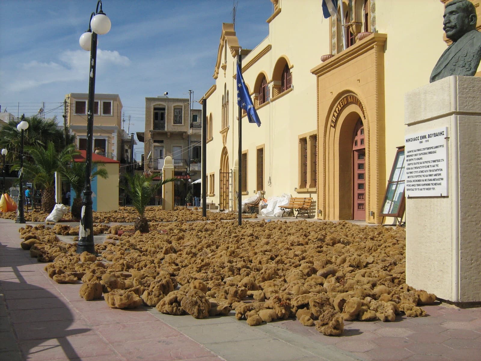Natural sea sponges displayed in Pothia, Kalymnos