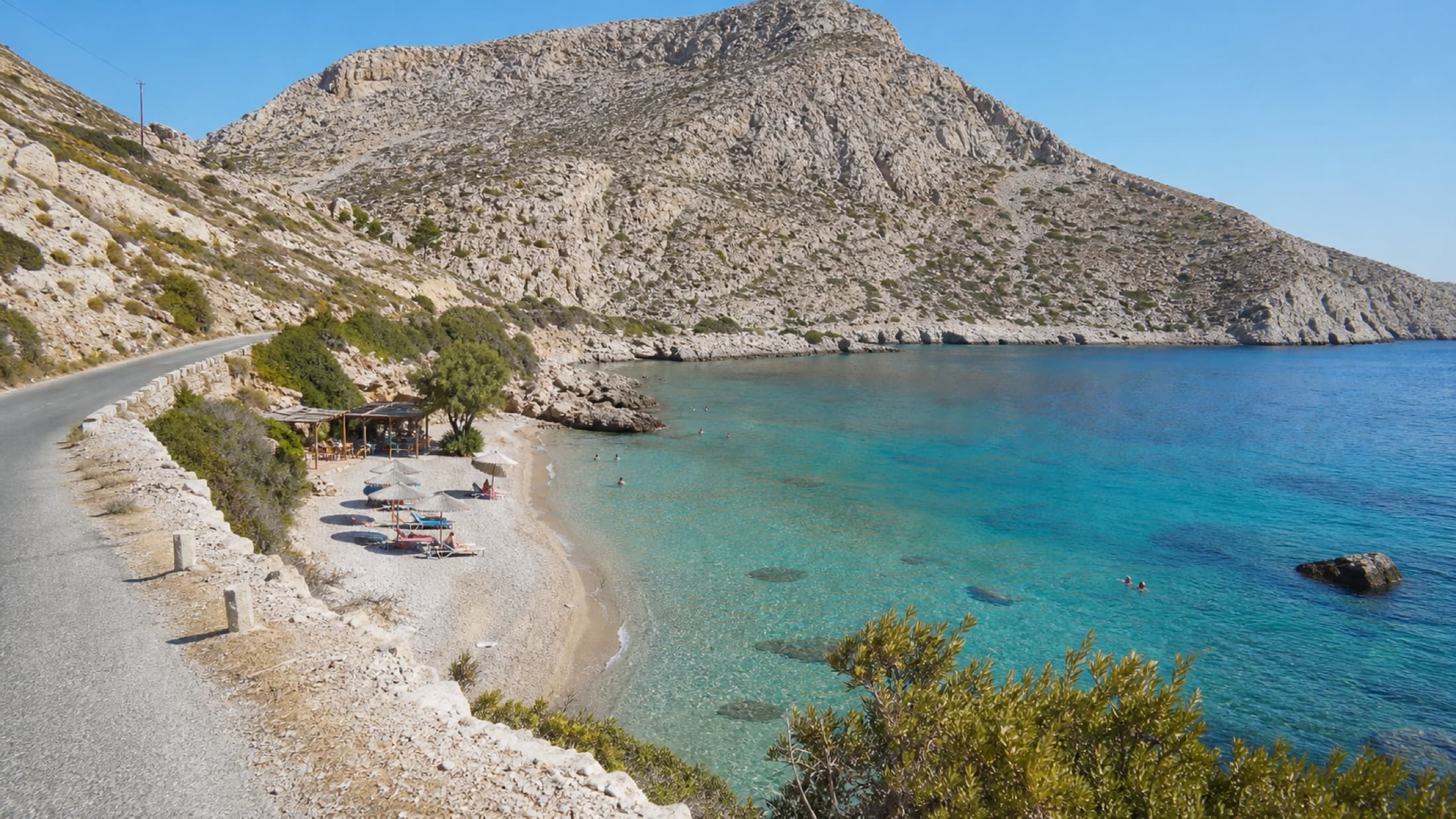 A protected pebble bay on northern Kalymnos