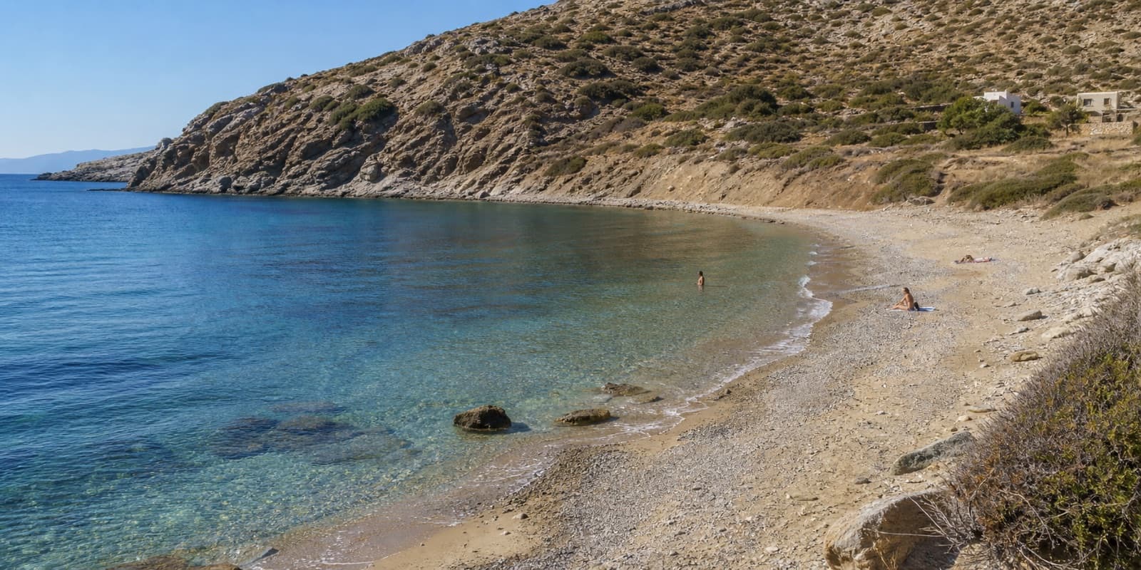 A quiet clear-water beach on Kalymnos