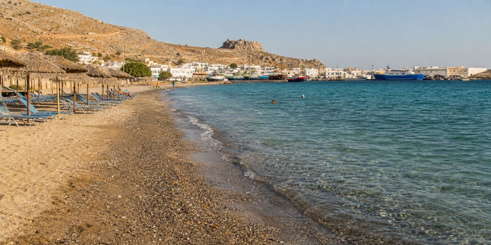A small town beach near Pothia on Kalymnos