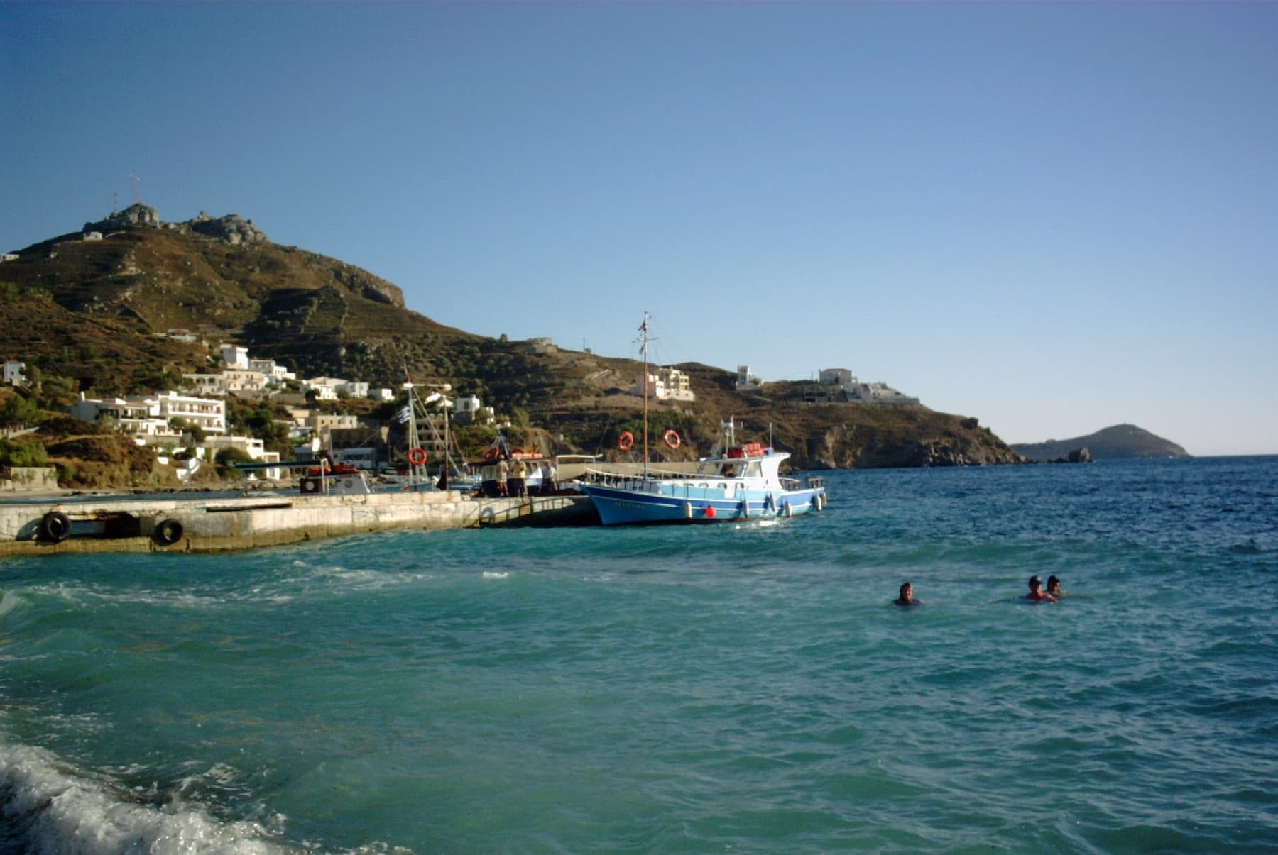 The west coast of Kalymnos at Myrties with Telendos offshore